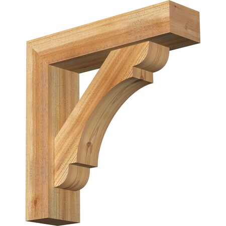 Ekena Millwork Olympic Block Rough Sawn Bracket w/ Offset Brace, Western Red Cedar, 6"W x 24"D x 24"H BKT0604X24X24OLY05RWR